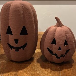 Rustic Brown Paper Mache Pumpkins set of 2